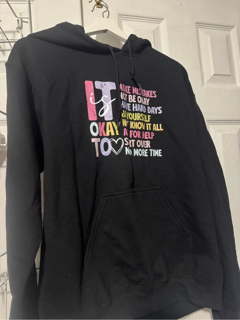 Black Graphic Hoodie Sweatshirt - 'It Is Okay' Inspirational Pullover